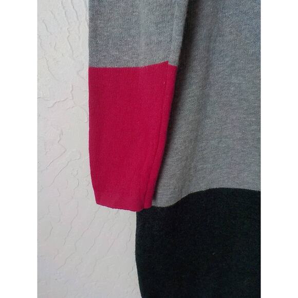 Nicole Miller NY Knit Sweater Dress Gray Pink Color Block Women size Large - Picture 5 of 12